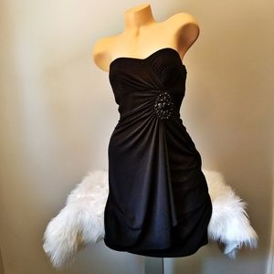 WHBM Black Strapless Ruched Cocktail Dress LBD 0